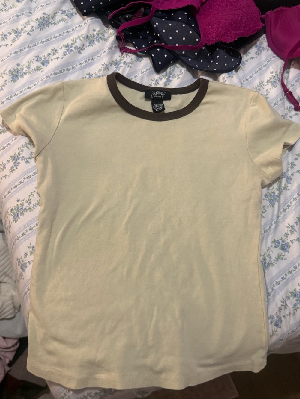 Just Polly Cream & Brown Baby Tee